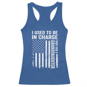 Patriotic American Flag Grandfather Pride Racerback Tank Top I Used To Be In Charge Granddaughter Funny Grandpas Girls Distressed USA Style