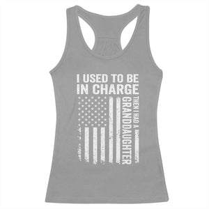 Patriotic American Flag Grandfather Pride Racerback Tank Top I Used To Be In Charge Granddaughter Funny Grandpas Girls Distressed USA Style