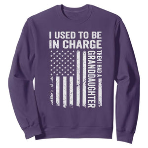 Patriotic American Flag Grandfather Pride Sweatshirt I Used To Be In Charge Granddaughter Funny Grandpas Girls Distressed USA Style TS02 Purple Print Your Wear