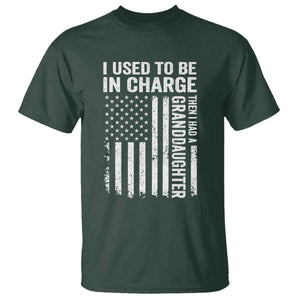 Patriotic American Flag Grandfather Pride T Shirt I Used To Be In Charge Granddaughter Funny Grandpas Girls Distressed USA Style TS02 Dark Forest Green Print Your Wear