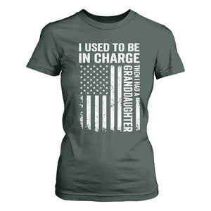 Patriotic American Flag Grandfather Pride T Shirt For Women I Used To Be In Charge Granddaughter Funny Grandpas Girls Distressed USA Style TS02 Dark Forest Green Print Your Wear
