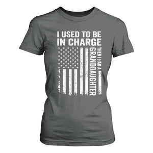 Patriotic American Flag Grandfather Pride T Shirt For Women I Used To Be In Charge Granddaughter Funny Grandpas Girls Distressed USA Style TS02 Dark Heather Print Your Wear