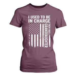 Patriotic American Flag Grandfather Pride T Shirt For Women I Used To Be In Charge Granddaughter Funny Grandpas Girls Distressed USA Style TS02 Maroon Print Your Wear