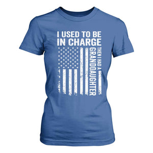 Patriotic American Flag Grandfather Pride T Shirt For Women I Used To Be In Charge Granddaughter Funny Grandpas Girls Distressed USA Style TS02 Royal Blue Print Your Wear