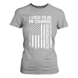 Patriotic American Flag Grandfather Pride T Shirt For Women I Used To Be In Charge Granddaughter Funny Grandpas Girls Distressed USA Style TS02 Sport Gray Print Your Wear