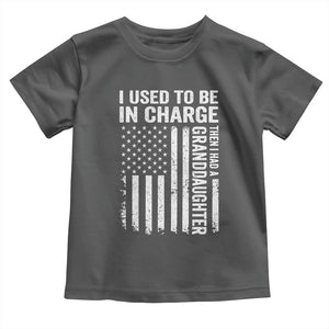 Patriotic American Flag Grandfather Pride Toddler T Shirt I Used To Be In Charge Granddaughter Funny Grandpas Girls Distressed USA Style TS02 Dark Heather Print Your Wear