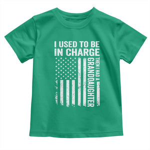 Patriotic American Flag Grandfather Pride Toddler T Shirt I Used To Be In Charge Granddaughter Funny Grandpas Girls Distressed USA Style TS02 Irish Green Print Your Wear