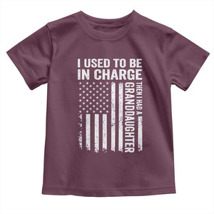 Patriotic American Flag Grandfather Pride Toddler T Shirt I Used To Be In Charge Granddaughter Funny Grandpas Girls Distressed USA Style TS02 Maroon Print Your Wear