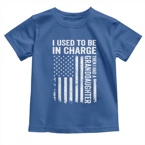 Patriotic American Flag Grandfather Pride Toddler T Shirt I Used To Be In Charge Granddaughter Funny Grandpas Girls Distressed USA Style TS02 Royal Blue Print Your Wear