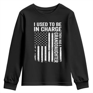 Patriotic American Flag Grandfather Pride Youth Sweatshirt I Used To Be In Charge Granddaughter Funny Grandpas Girls Distressed USA Style