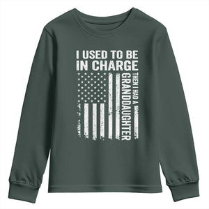 Patriotic American Flag Grandfather Pride Youth Sweatshirt I Used To Be In Charge Granddaughter Funny Grandpas Girls Distressed USA Style