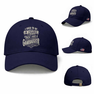 Vintage Style Western Funny Grandpas Girls Baseball Cap I Used To Be In Charge Then I Had A Granddaughter Retro Look TS02 Baseball Cap Universal Fit Dark Blue Print Your Wear