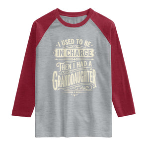 Vintage Style Western Funny Grandpas Girls Raglan Shirt I Used To Be In Charge Then I Had A Granddaughter Retro Look TS02 Heather Gray Heather Red Print Your Wear