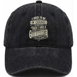 Vintage Style Western Funny Grandpas Girls Washed Cotton Baseball Cap I Used To Be In Charge Then I Had A Granddaughter Retro Look TS02 Print Your Wear