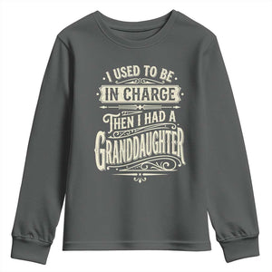 Vintage Style Western Funny Grandpas Girls Youth Sweatshirt I Used To Be In Charge Then I Had A Granddaughter Retro Look TS02 Dark Heather Print Your Wear