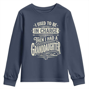 Vintage Style Western Funny Grandpas Girls Youth Sweatshirt I Used To Be In Charge Then I Had A Granddaughter Retro Look TS02 Navy Print Your Wear
