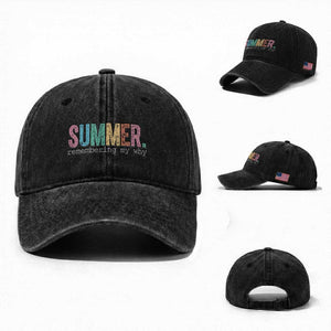 Summer Remembering My Why Washed Cotton Baseball Cap Funny Distressed Retro End of School Year Teacher Typography TS02 Washed Cap Universal Fit Black Print Your Wear