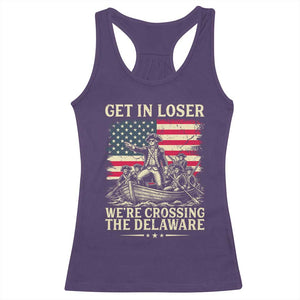 Get In Loser We're Crossing The Delaware Vintage Racerback Tank Top Funny George Washington American Flag Patriotic Fireworks TS02 Purple Print Your Wear