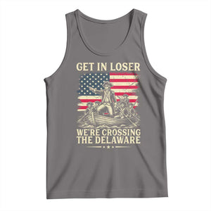 Get In Loser We're Crossing The Delaware Vintage Tank Top Funny George Washington American Flag Patriotic Fireworks TS02 Deep Heather Print Your Wear