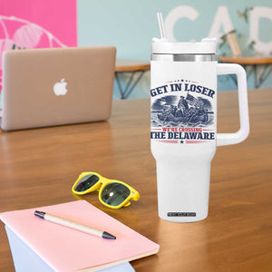 Get In Loser We're Crossing The Delaware Retro Tumbler With Handle Distressed George Washington Boat Scene Patriotic American Revolution Humor TS02 Print Your Wear