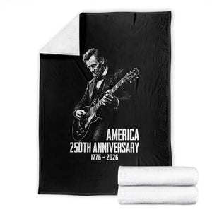 America 250th Anniversary Abraham Lincoln Rock Star Throw Blanket Funny Electric Guitar Player 1776 to 2026 Semiquincentennial TS02 Black Print Your Wear