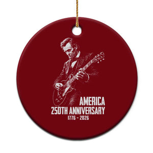 America 250th Anniversary Abraham Lincoln Rock Star Ceramic Ornament Funny Electric Guitar Player 1776 to 2026 Semiquincentennial TS02 1pc Red Print Your Wear