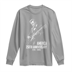 America 250th Anniversary Abraham Lincoln Rock Star Long Sleeve Shirt Funny Electric Guitar Player 1776 to 2026 Semiquincentennial TS02 Sport Gray Print Your Wear