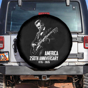 America 250th Anniversary Abraham Lincoln Rock Star Spare Tire Cover Funny Electric Guitar Player 1776 to 2026 Semiquincentennial TS02 No hole Black Print Your Wear