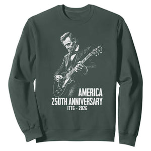 America 250th Anniversary Abraham Lincoln Rock Star Sweatshirt Funny Electric Guitar Player 1776 to 2026 Semiquincentennial TS02 Dark Forest Green Print Your Wear
