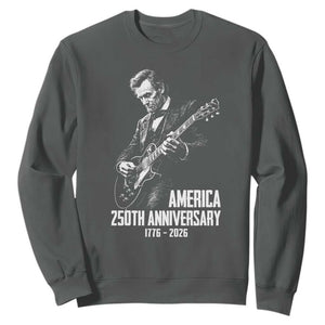 America 250th Anniversary Abraham Lincoln Rock Star Sweatshirt Funny Electric Guitar Player 1776 to 2026 Semiquincentennial TS02 Dark Heather Print Your Wear