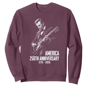 America 250th Anniversary Abraham Lincoln Rock Star Sweatshirt Funny Electric Guitar Player 1776 to 2026 Semiquincentennial TS02 Maroon Print Your Wear