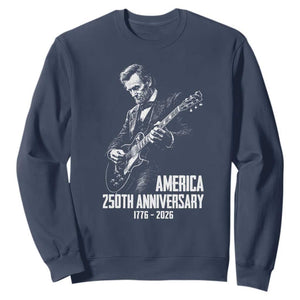 America 250th Anniversary Abraham Lincoln Rock Star Sweatshirt Funny Electric Guitar Player 1776 to 2026 Semiquincentennial TS02 Navy Print Your Wear