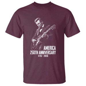 America 250th Anniversary Abraham Lincoln Rock Star T Shirt Funny Electric Guitar Player 1776 to 2026 Semiquincentennial