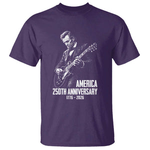 America 250th Anniversary Abraham Lincoln Rock Star T Shirt Funny Electric Guitar Player 1776 to 2026 Semiquincentennial