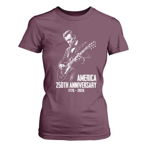 America 250th Anniversary Abraham Lincoln Rock Star T Shirt For Women Funny Electric Guitar Player 1776 to 2026 Semiquincentennial TS02 Maroon Print Your Wear