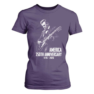 America 250th Anniversary Abraham Lincoln Rock Star T Shirt For Women Funny Electric Guitar Player 1776 to 2026 Semiquincentennial TS02 Purple Print Your Wear