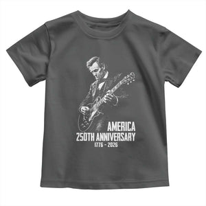 America 250th Anniversary Abraham Lincoln Rock Star Toddler T Shirt Funny Electric Guitar Player 1776 to 2026 Semiquincentennial TS02 Dark Heather Print Your Wear