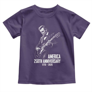 America 250th Anniversary Abraham Lincoln Rock Star Toddler T Shirt Funny Electric Guitar Player 1776 to 2026 Semiquincentennial TS02 Purple Print Your Wear