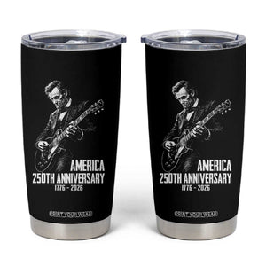 America 250th Anniversary Abraham Lincoln Rock Star Tumbler Cup Funny Electric Guitar Player 1776 to 2026 Semiquincentennial TS02 Black Print Your Wear