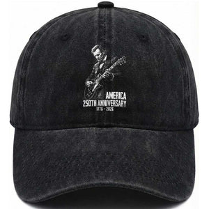 America 250th Anniversary Abraham Lincoln Rock Star Washed Cotton Baseball Cap Funny Electric Guitar Player 1776 to 2026 Semiquincentennial TS02 Print Your Wear
