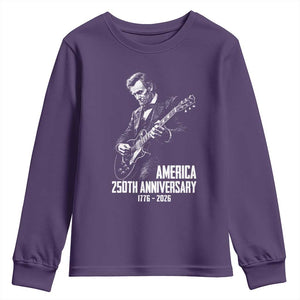 America 250th Anniversary Abraham Lincoln Rock Star Youth Sweatshirt Funny Electric Guitar Player 1776 to 2026 Semiquincentennial TS02 Purple Print Your Wear