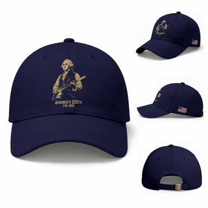 America's 250th George Washington Rock Star Baseball Cap Funny Electric Guitar Player Vintage 1776 to 2026 Semiquincentennial TS02 Baseball Cap Universal Fit Dark Blue Print Your Wear