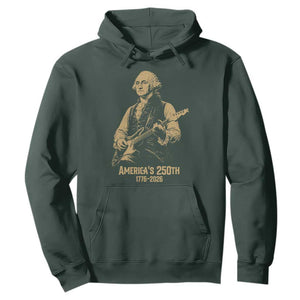 America's 250th George Washington Rock Star Hoodie Funny Electric Guitar Player Vintage 1776 to 2026 Semiquincentennial TS02 Dark Forest Green Print Your Wear