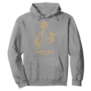America's 250th George Washington Rock Star Hoodie Funny Electric Guitar Player Vintage 1776 to 2026 Semiquincentennial TS02 Sport Gray Print Your Wear
