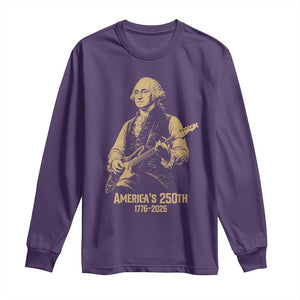 America's 250th George Washington Rock Star Long Sleeve Shirt Funny Electric Guitar Player Vintage 1776 to 2026 Semiquincentennial TS02 Purple Print Your Wear