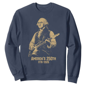 America's 250th George Washington Rock Star Sweatshirt Funny Electric Guitar Player Vintage 1776 to 2026 Semiquincentennial TS02 Navy Print Your Wear