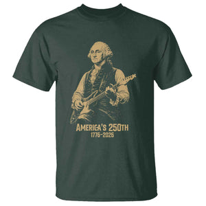 America's 250th George Washington Rock Star T Shirt Funny Electric Guitar Player Vintage 1776 to 2026 Semiquincentennial TS02 Dark Forest Green Print Your Wear