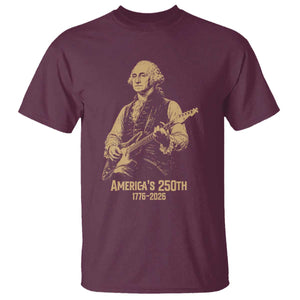 America's 250th George Washington Rock Star T Shirt Funny Electric Guitar Player Vintage 1776 to 2026 Semiquincentennial TS02 Maroon Print Your Wear