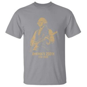 America's 250th George Washington Rock Star T Shirt Funny Electric Guitar Player Vintage 1776 to 2026 Semiquincentennial TS02 Sport Gray Print Your Wear