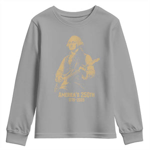 America's 250th George Washington Rock Star Youth Sweatshirt Funny Electric Guitar Player Vintage 1776 to 2026 Semiquincentennial TS02 Sport Gray Print Your Wear